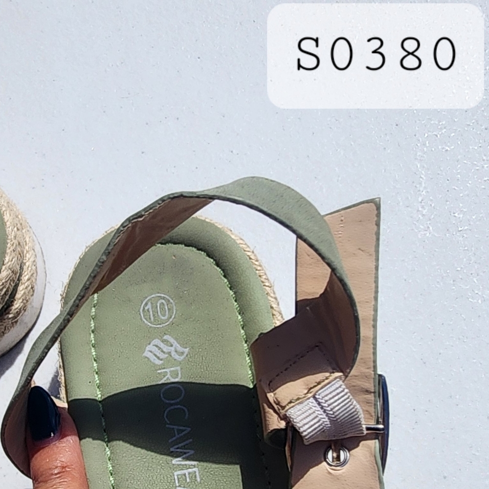 Rocawear size 10 sage green platform espadrille sandals used good - Picture 8 of 8